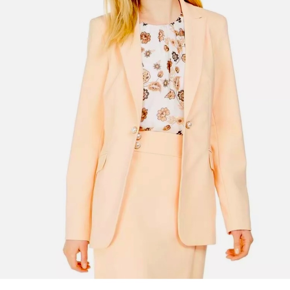 NWT Calvin Klein Bright Papaya Suit Set (Blazer + Skirt) size 2 Petite